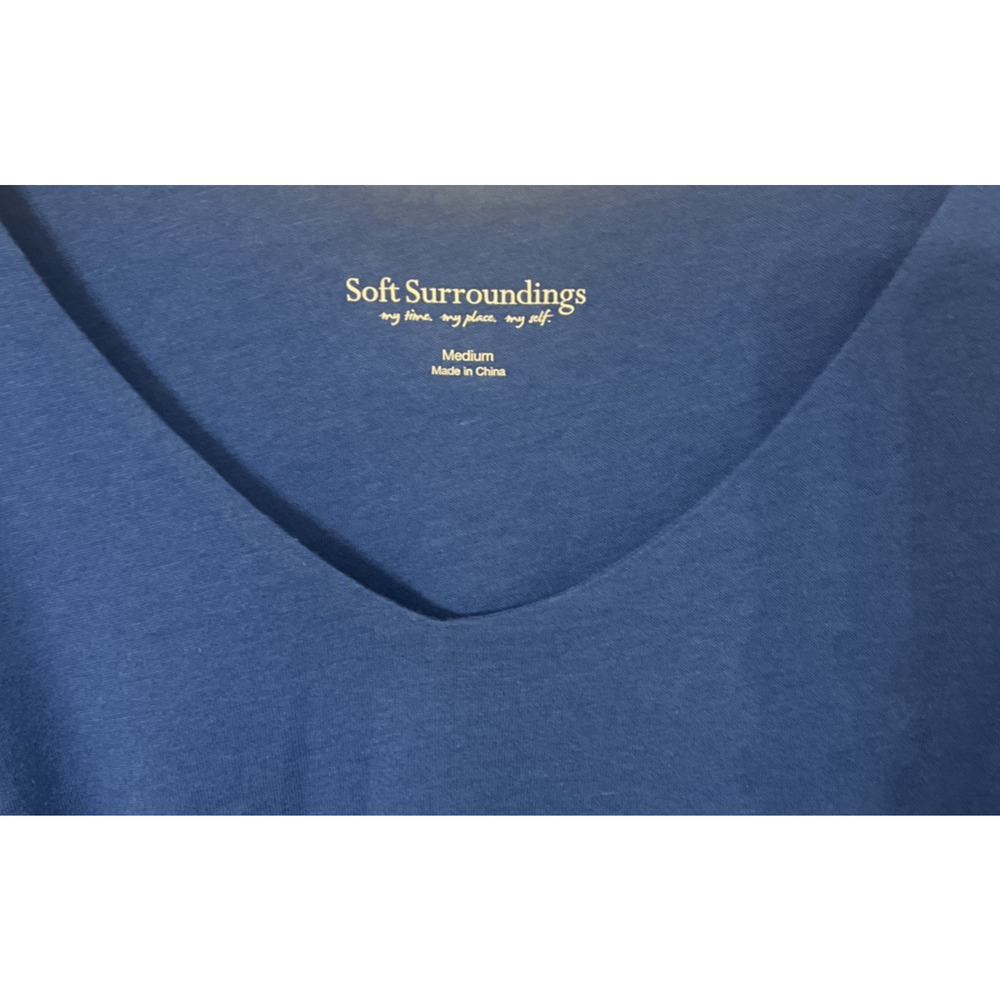 Soft Surroundings Springtime Ruffleneck Dress Medium Blue - Picture 9 of 11